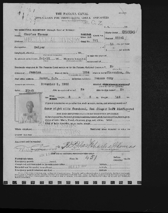 Taken at his job in Panama